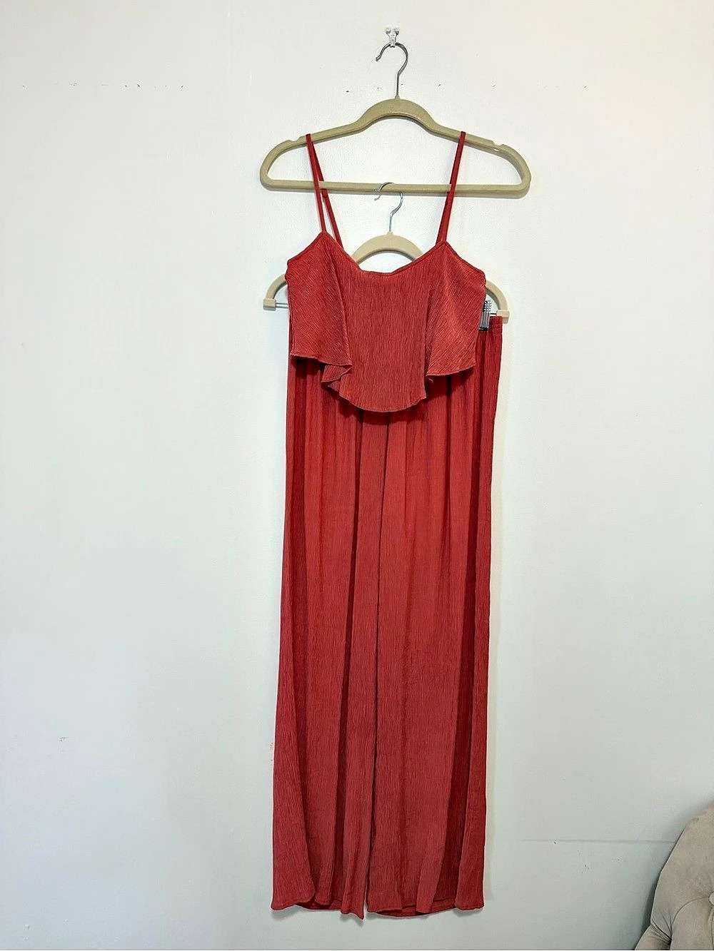 Lulus Coral Crop Top and Wide Leg Pants Set